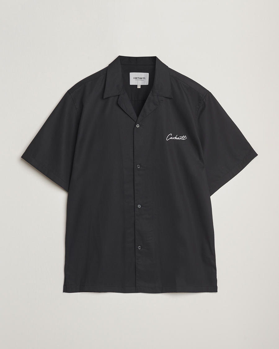 Heren | Overhemden | Carhartt WIP | Short Sleeve Cotton/Tencel Delrey Shirt Black/White