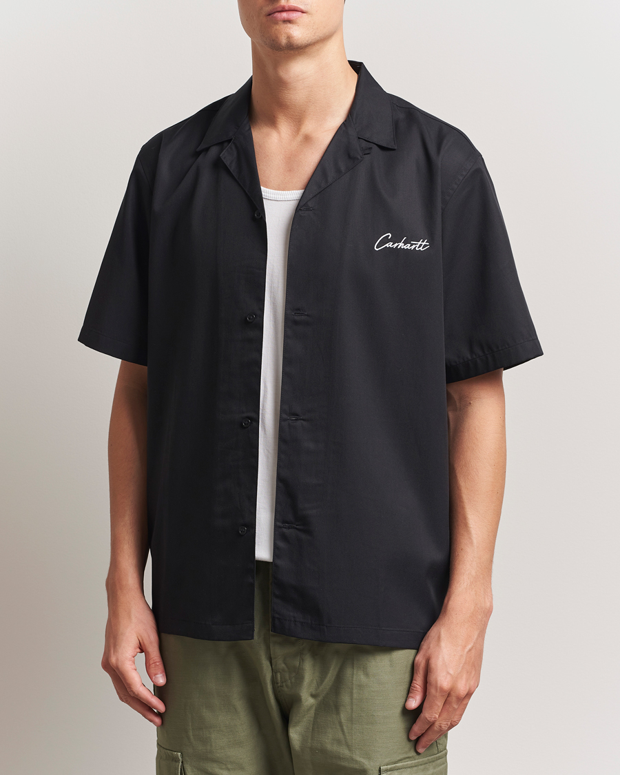 Heren | Overhemden | Carhartt WIP | Short Sleeve Cotton/Tencel Delrey Shirt Black/White