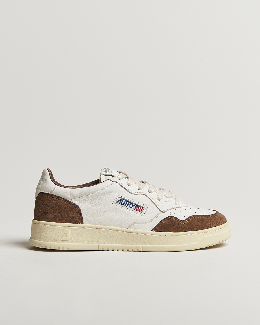 Heren | Sneakers | Autry | Medalist Low Super Soft Goat Leather Sneaker White/Brown