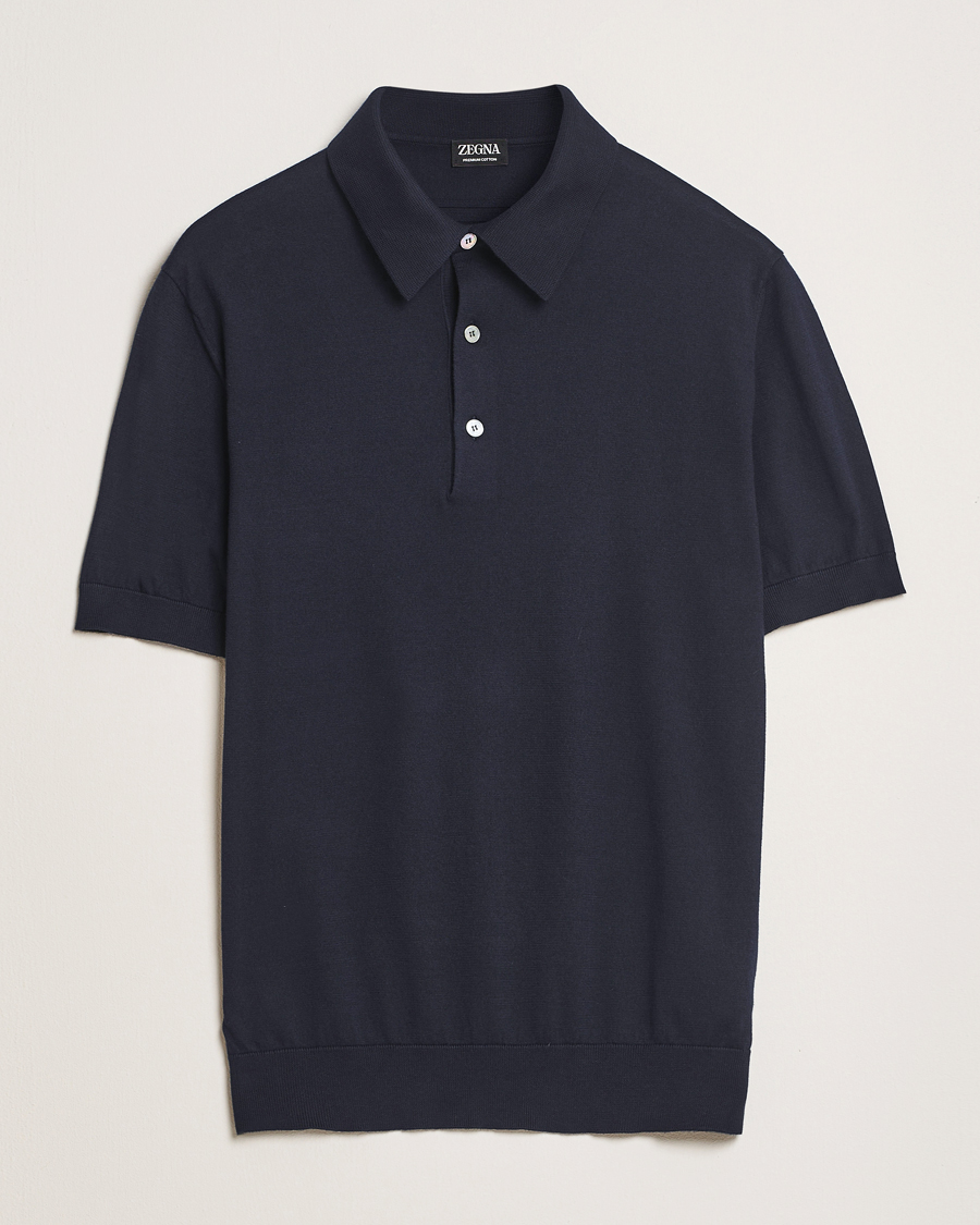 Heren | Truien | Zegna | Premium Cotton Knitted Polo Navy