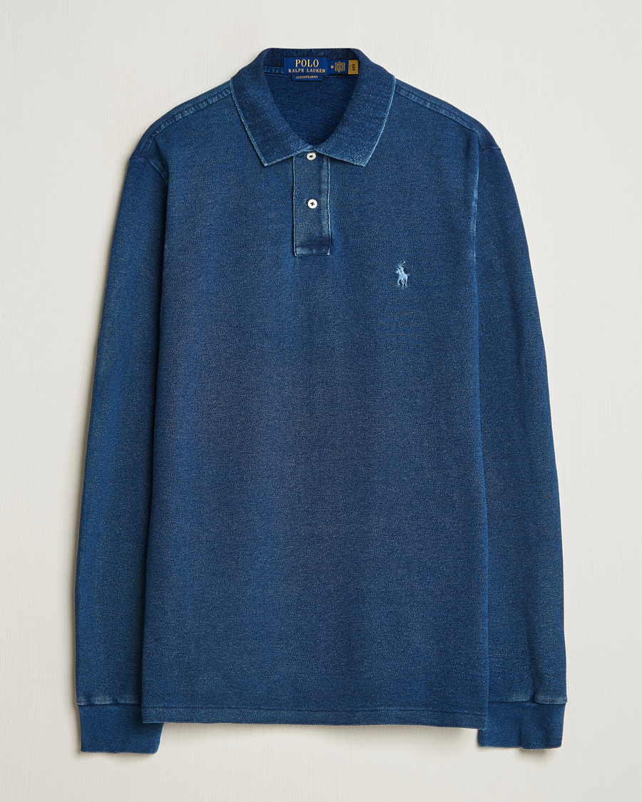 Homme | Polos | Polo Ralph Lauren | Custom Slim Fit Long Sleeve Polo Shirt Dark Indigo
