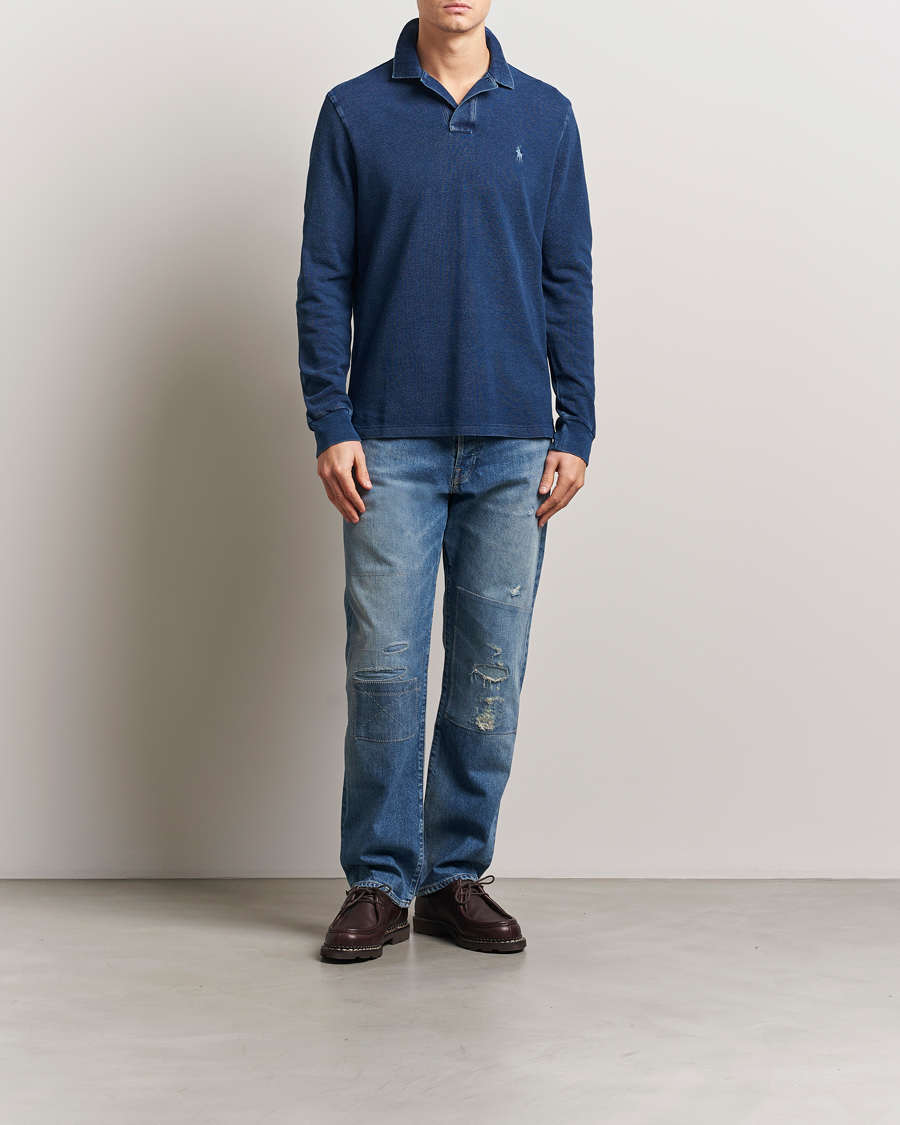 Homme | Polos | Polo Ralph Lauren | Custom Slim Fit Long Sleeve Polo Shirt Dark Indigo