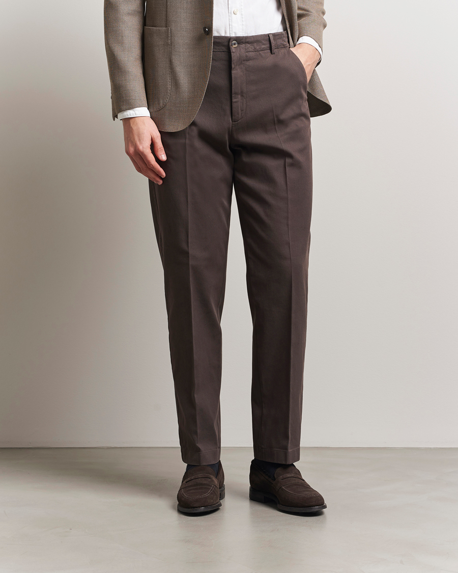 Homme | Pantalons | Boglioli | Regular Fit Cotton Chinos Brown