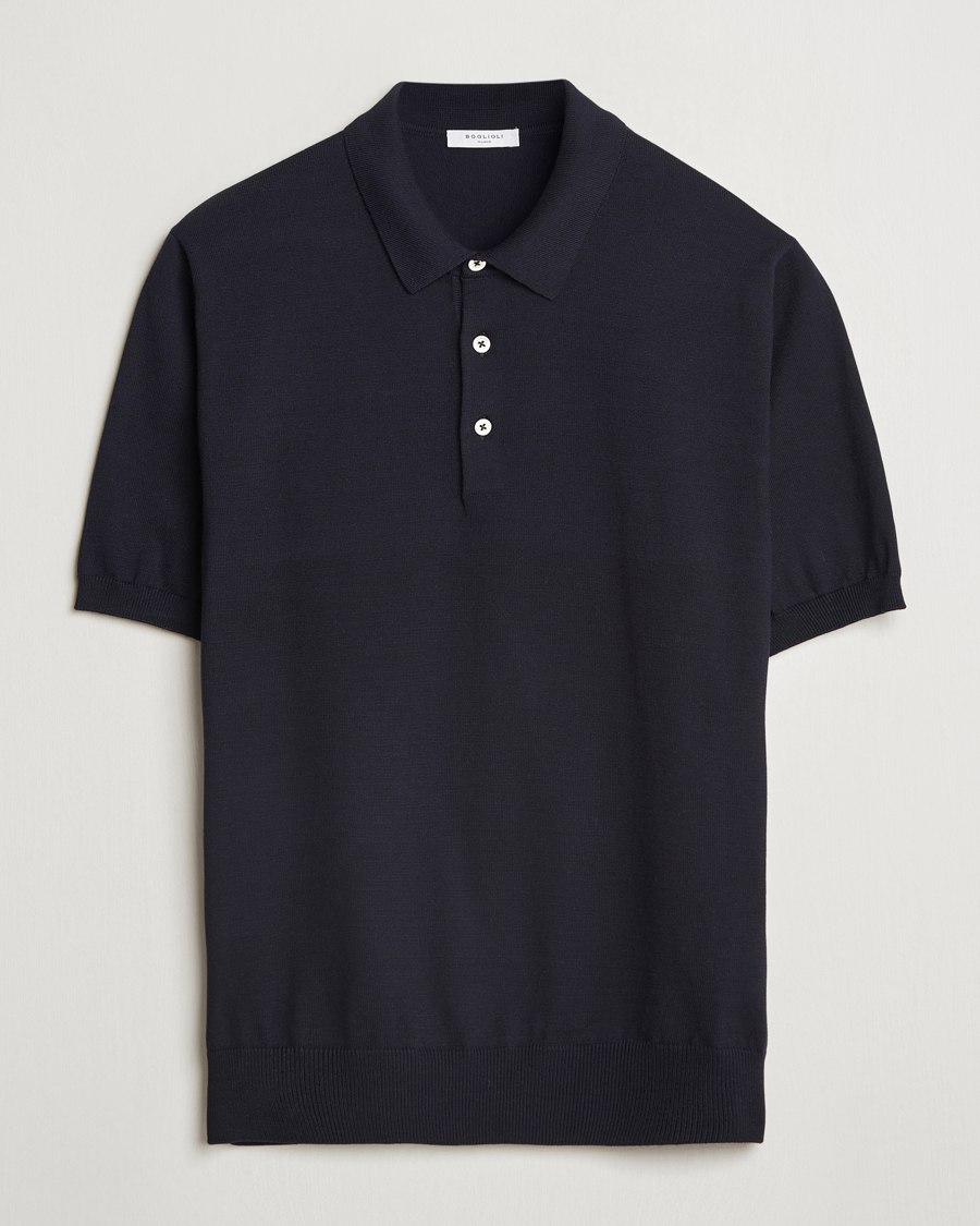 Heren | Polo's | Boglioli | Short Sleeve Knitted Polo Navy