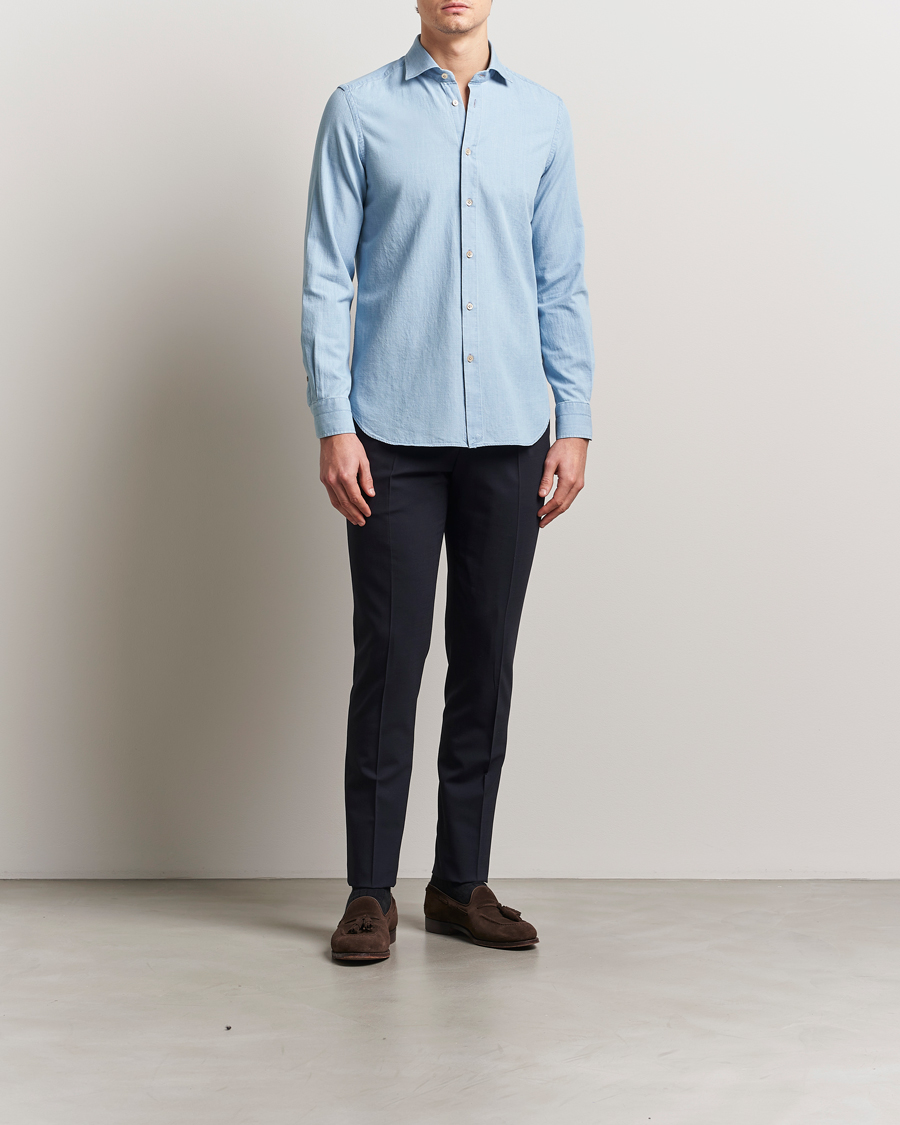 Heren | Overhemden | Boglioli | Chambray Shirt Light Blue