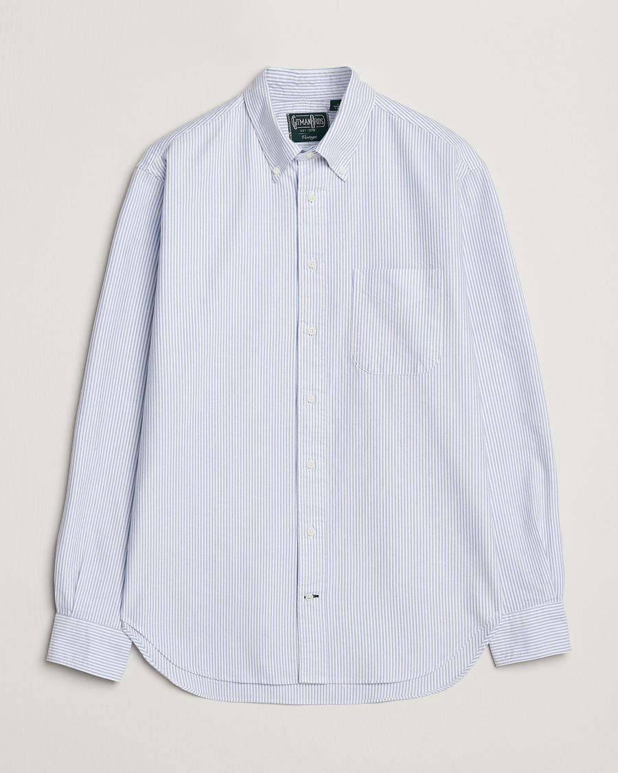 Heren | Overhemden | Gitman Vintage | Button Down Striped Oxford Shirt Light Blue