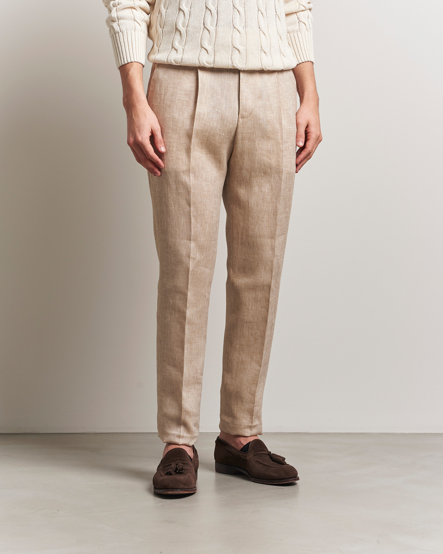 Heren | Broeken | PT01 | Gentleman Fit Linen Trousers Light Beige