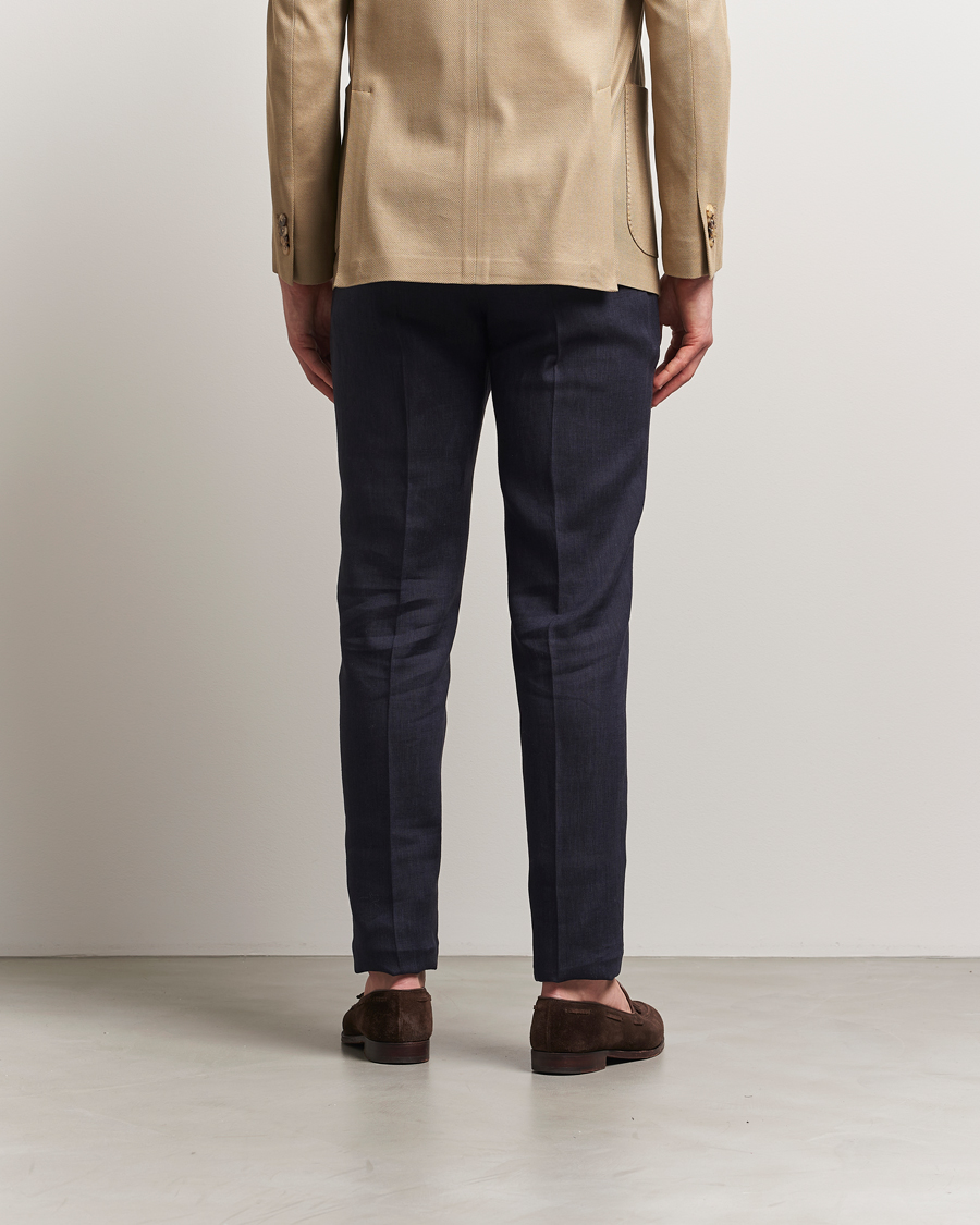 Heren | Broeken | PT01 | Gentleman Fit Linen Trousers Navy