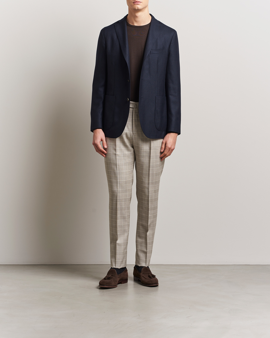 Heren | Broeken | PT01 | Gentleman Fit Check Wool Trousers Beige