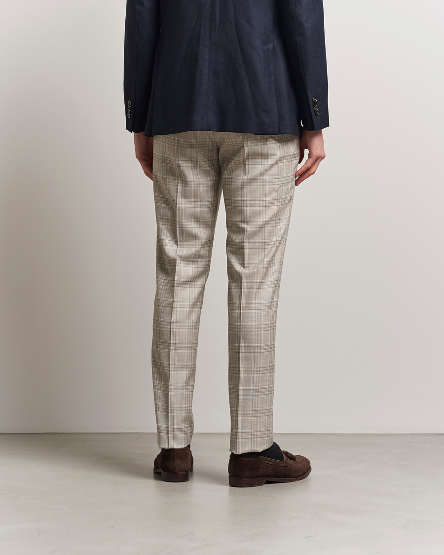Heren | Broeken | PT01 | Gentleman Fit Check Wool Trousers Beige
