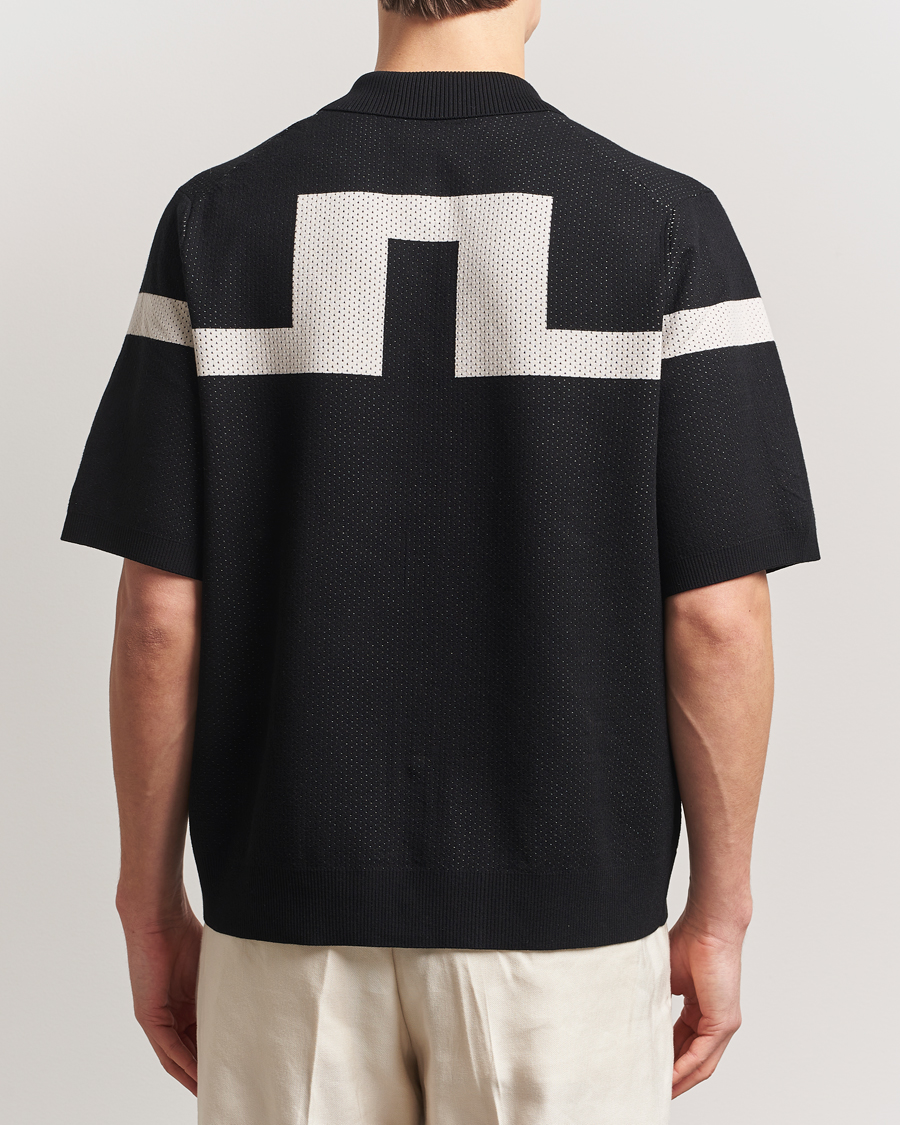 Heren | Overhemden | J.Lindeberg | Rayne Short Sleeve Knitted Shirt Black