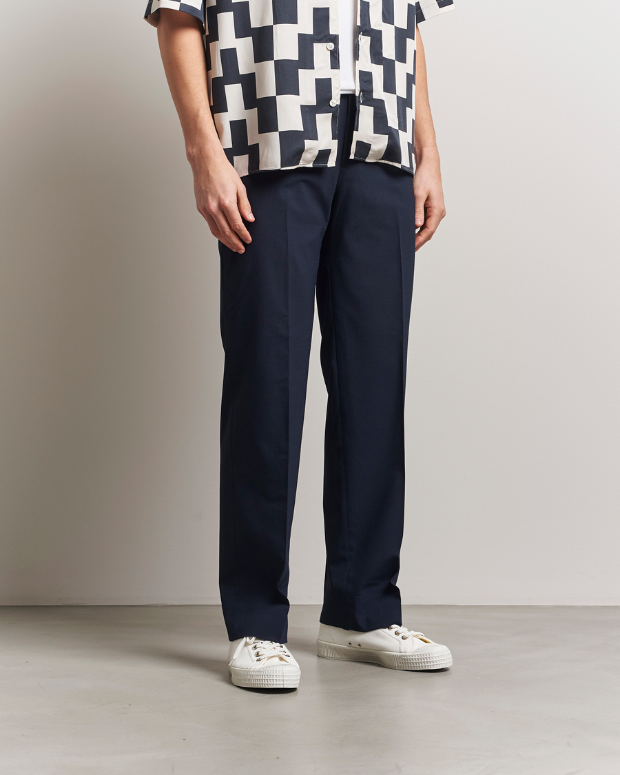 Homme | Pantalons | J.Lindeberg | Gabi Drape Wool Pants Navy