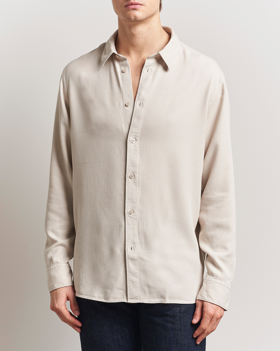 Heren | Overhemden | J.Lindeberg | Garment Dyed Structure Tencel Shirt Moonbeam