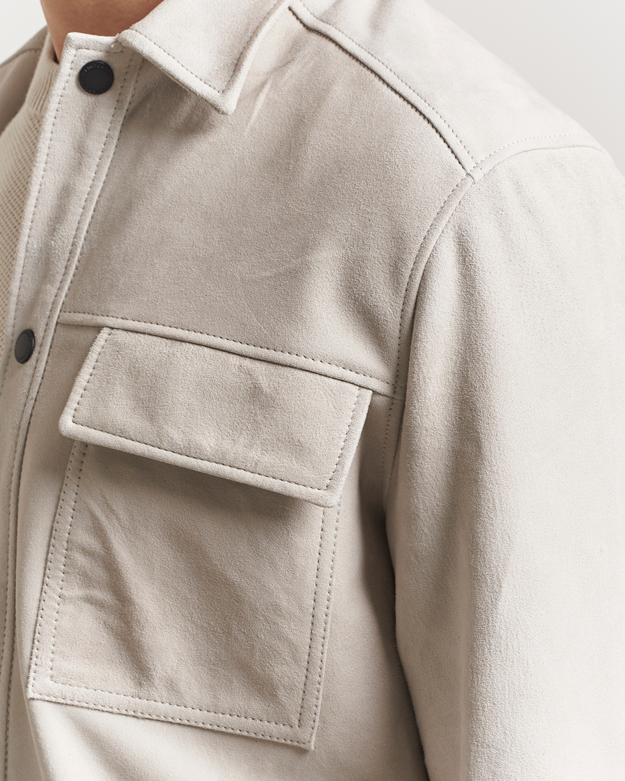 Heren | Overhemden | J.Lindeberg | Wilden Suede Overshirt Moonbeam