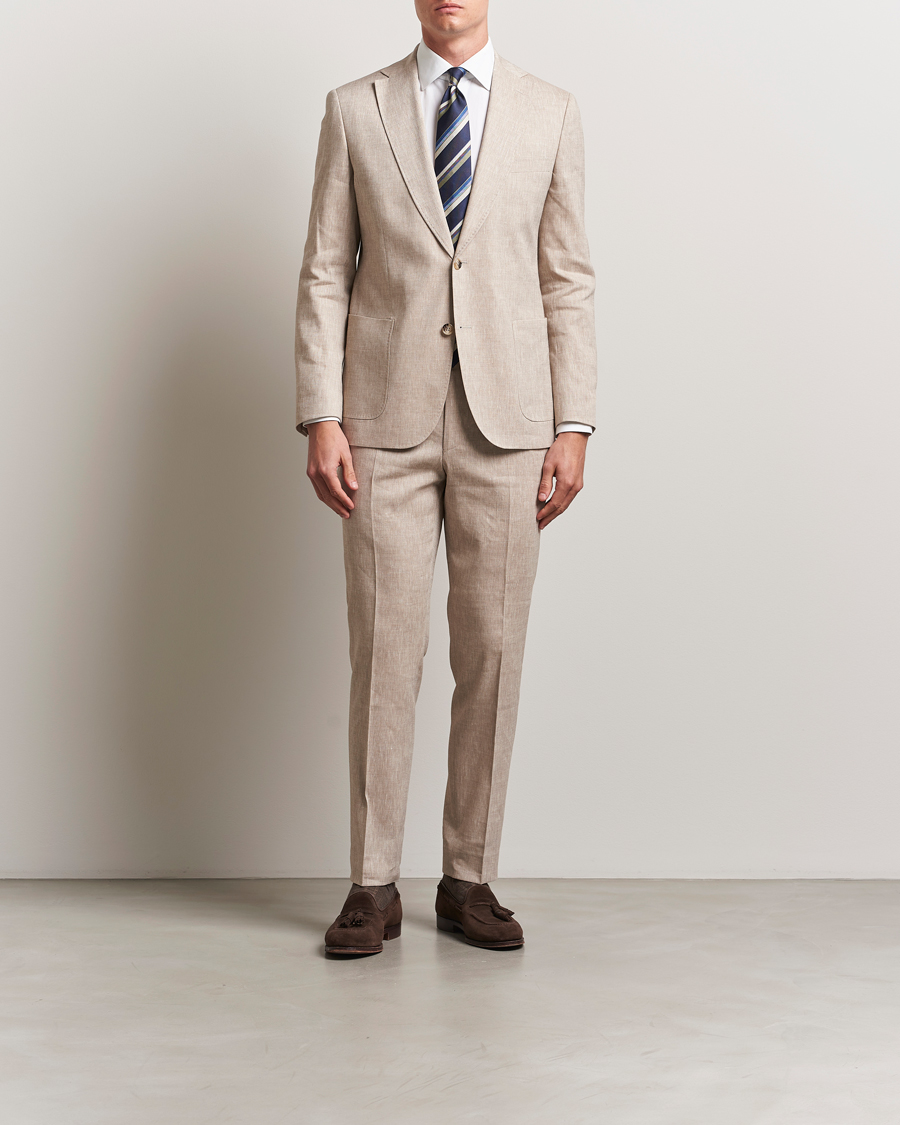 Homme | Costumes | Morris Heritage | Linen Suit Trousers Beige