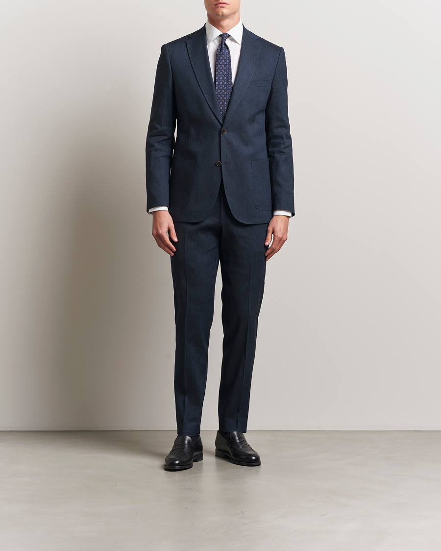 Heren | Broeken | Morris | Heritage Linen Suit Trousers Navy