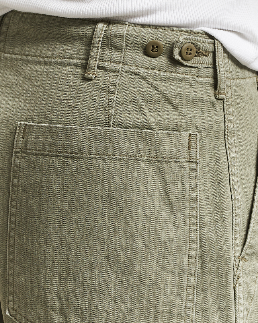 Homme | Pantalons | orSlow | Herringbone Summer Fatigue Pants Green