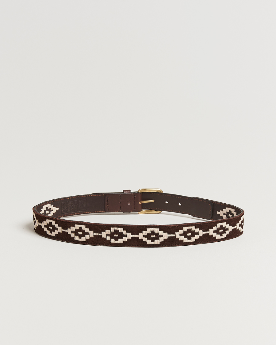 Heren | Riemen | Pampeano | Confianza Hand Stitched Suede Belt 3,5cm Brown