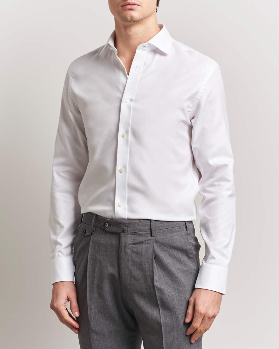 Heren | Overhemden | Tiger of Sweden | Adley Structured Slim Fit Cut Away Shirt White