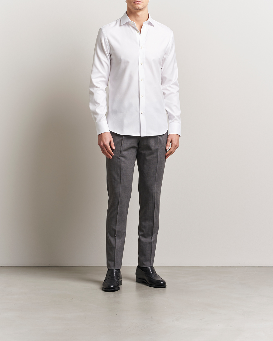 Heren | Overhemden | Tiger of Sweden | Adley Structured Slim Fit Cut Away Shirt White
