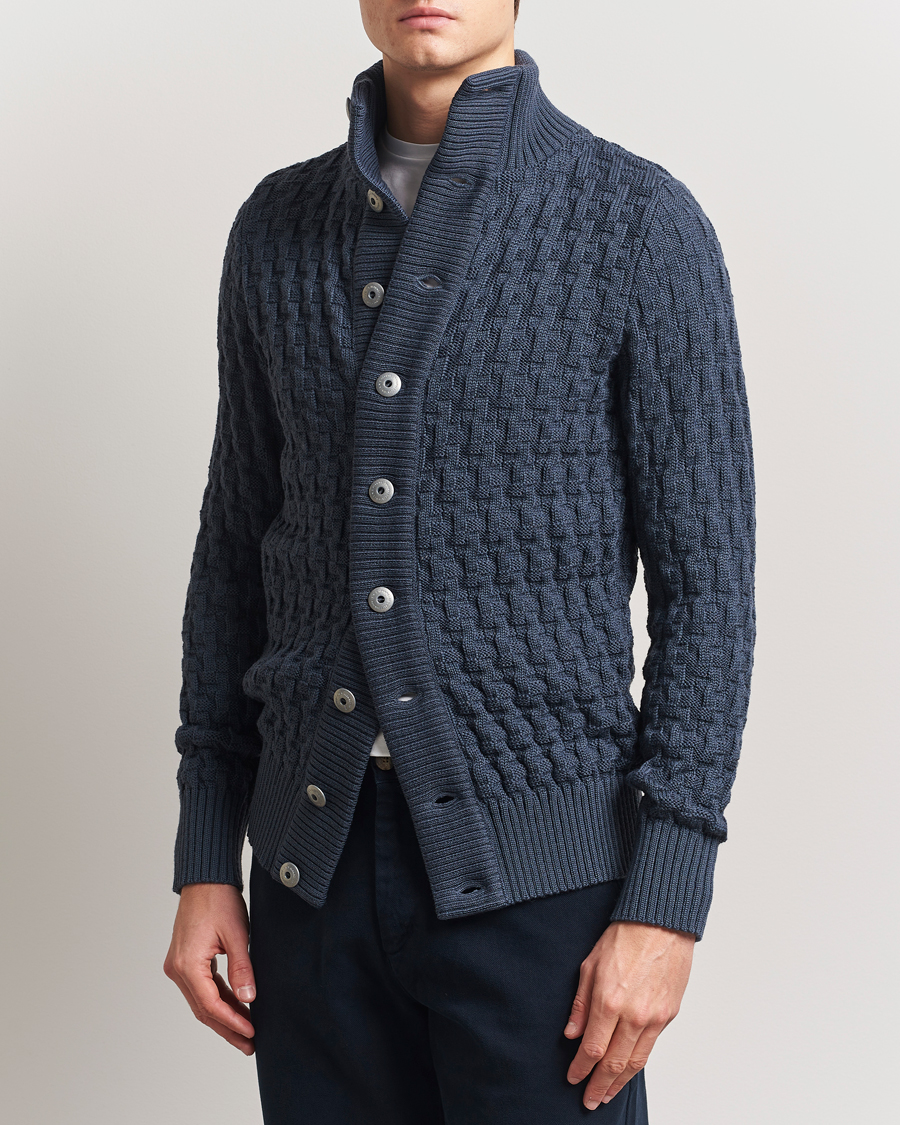 Heren | Truien | S.N.S. Herning | Stark Cable Cardigan Faded Mineral Blue
