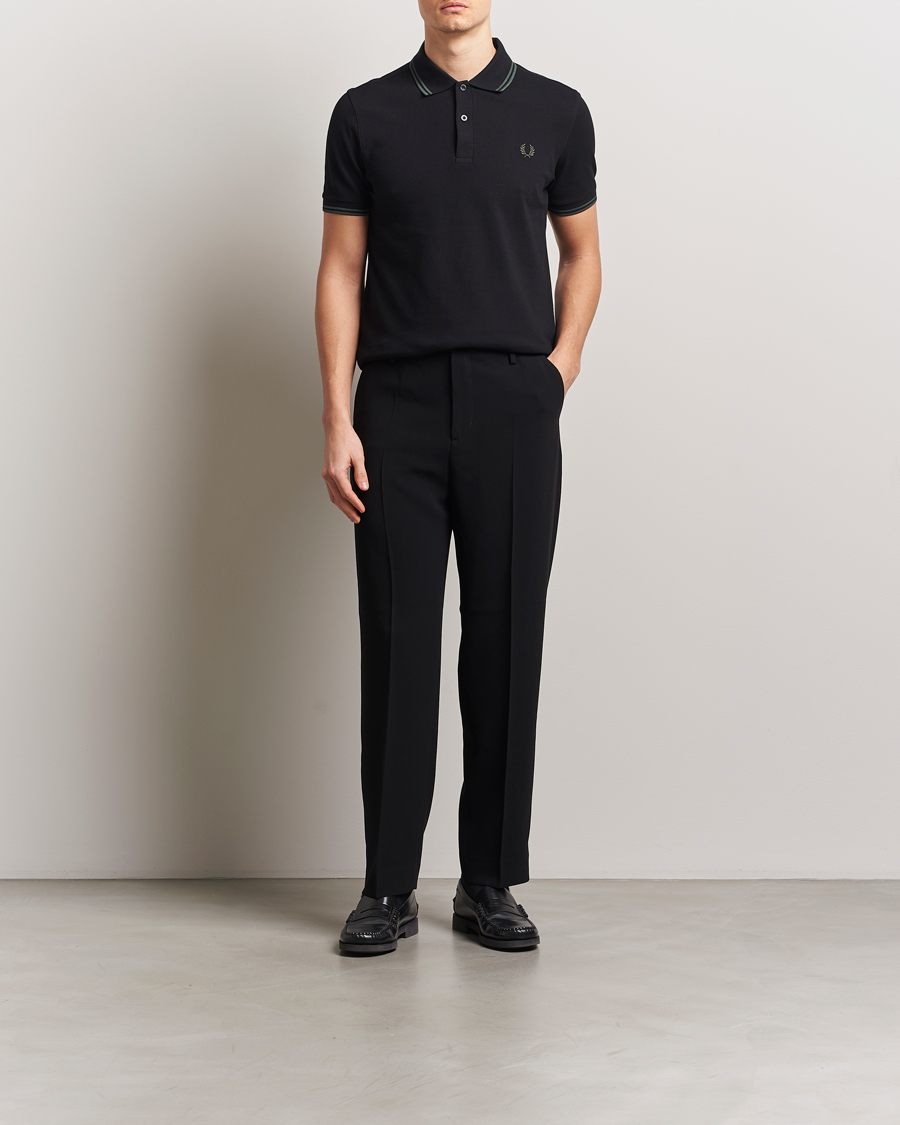 Homme | Polos | Fred Perry | Twin Tipped Polo Shirt Black