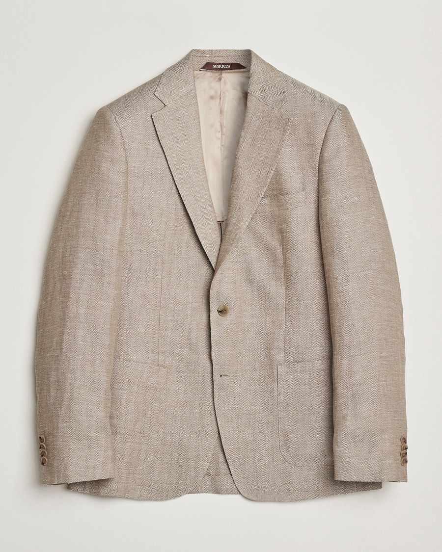 Homme | Blazers | Morris Heritage | Linen Herringbone Blazer Beige