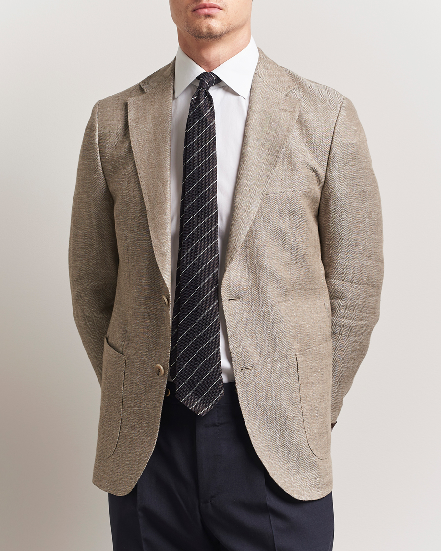 Homme | Blazers | Morris Heritage | Linen Herringbone Blazer Beige