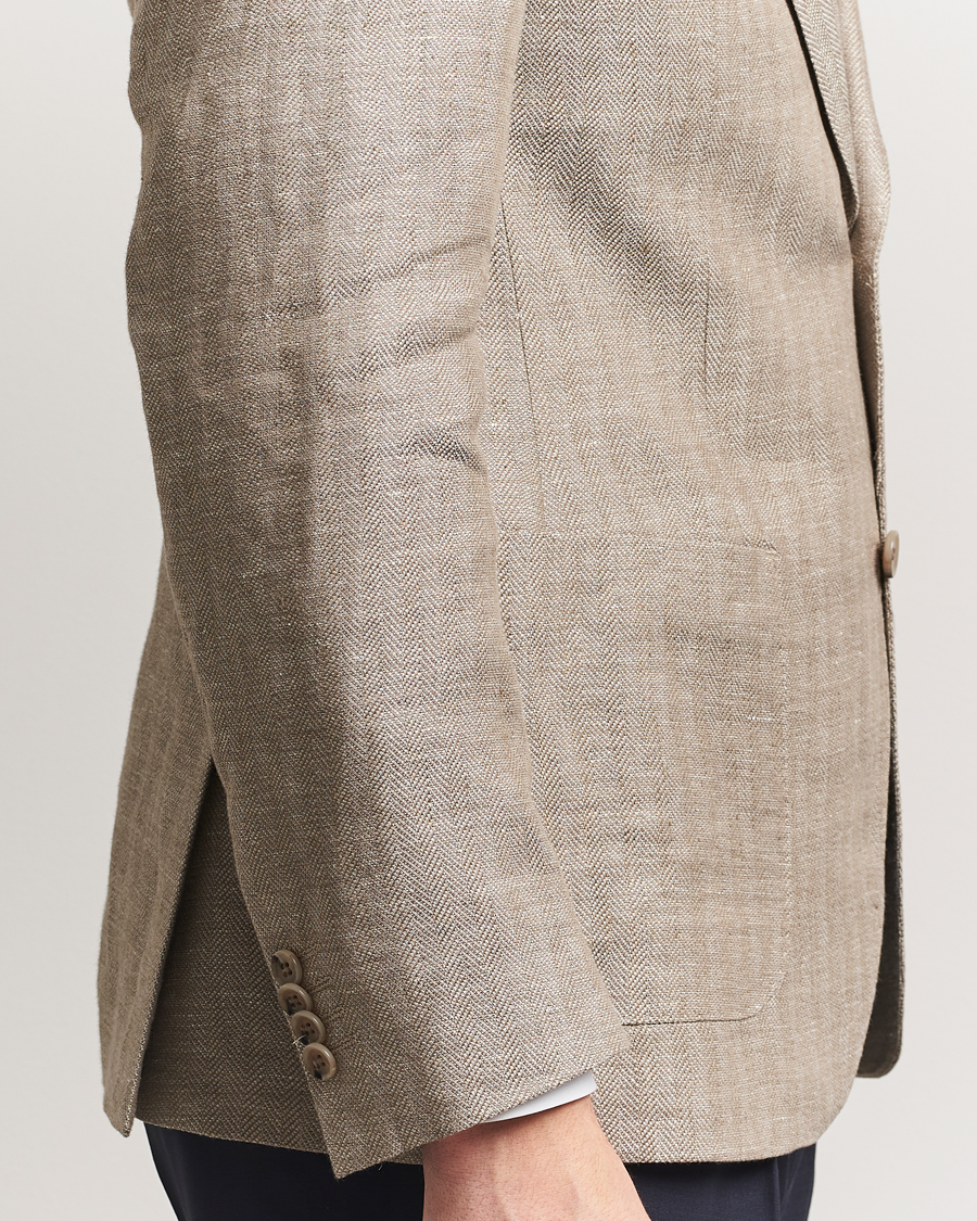 Homme | Blazers | Morris Heritage | Linen Herringbone Blazer Beige