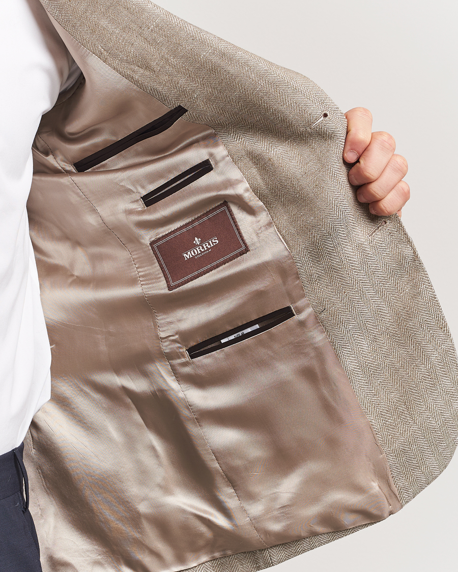 Homme | Blazers | Morris Heritage | Linen Herringbone Blazer Beige