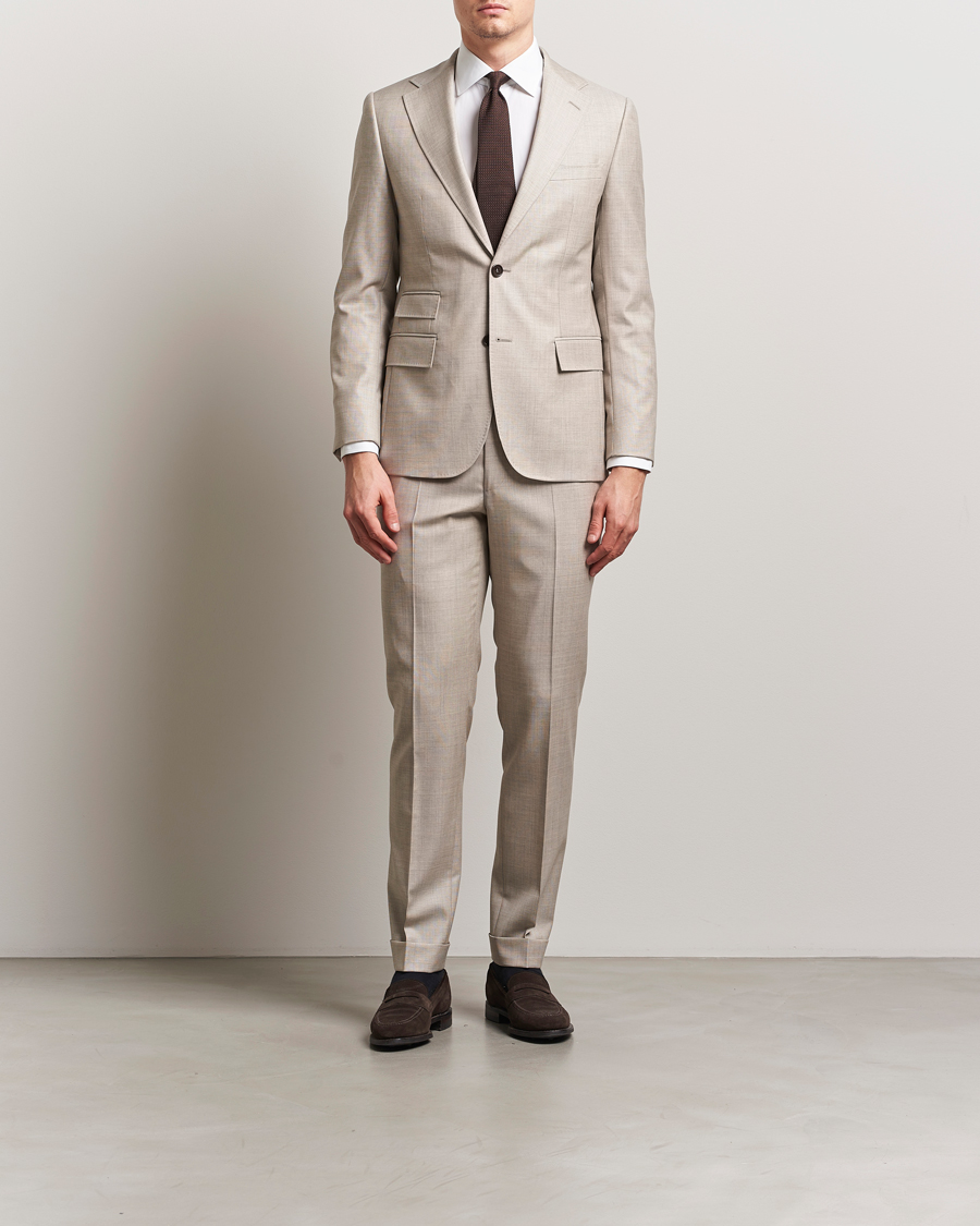 Heren | Broeken | Morris Heritage | Prestige Structured Suit Trousers Beige