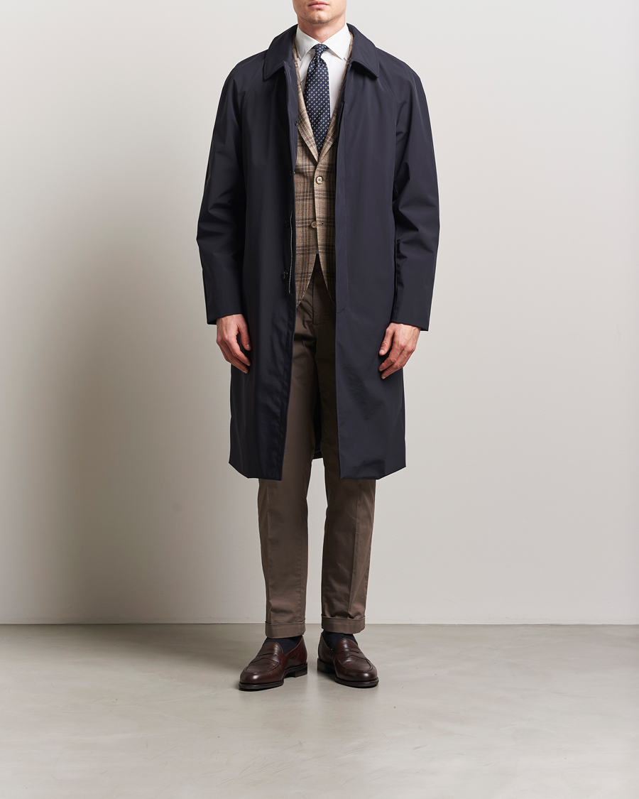 Homme | Manteaux Et Vestes | Oscar Jacobson | Long Nylon Raglan Coat Navy