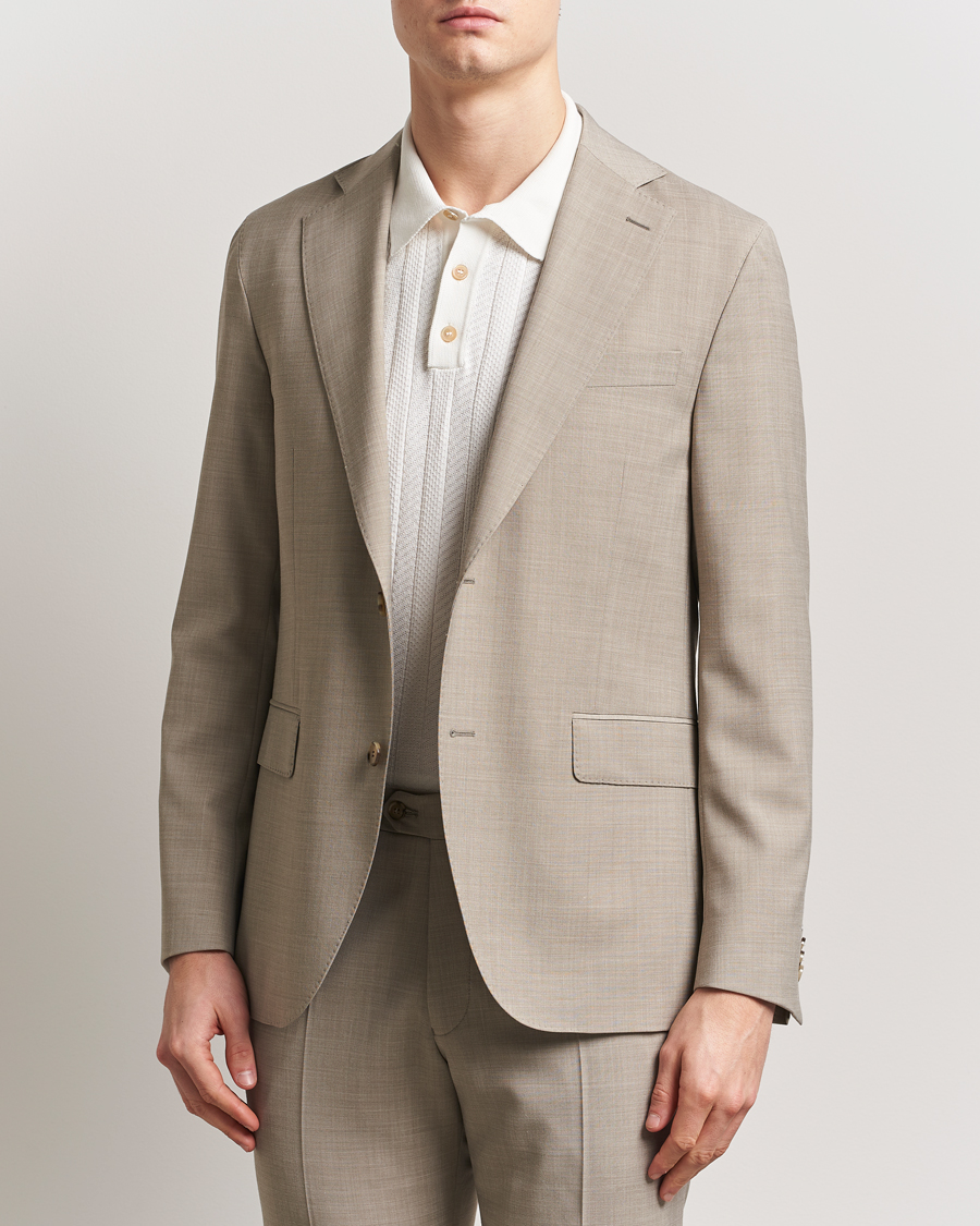 Homme | Blazers | Oscar Jacobson | Fogerty Wool Stretch Suit Blazer Beige