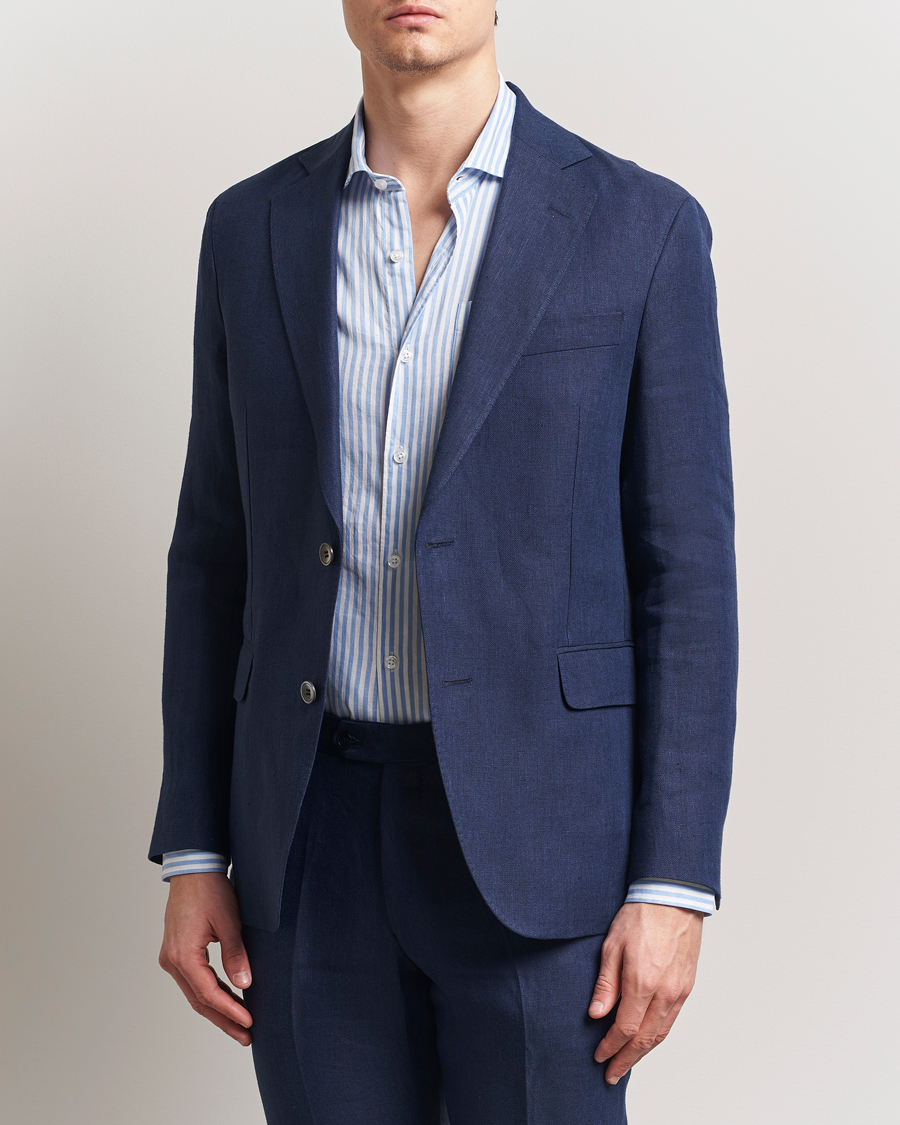 Heren | Blazers | Oscar Jacobson | Ferry Soft Linen Blazer Navy