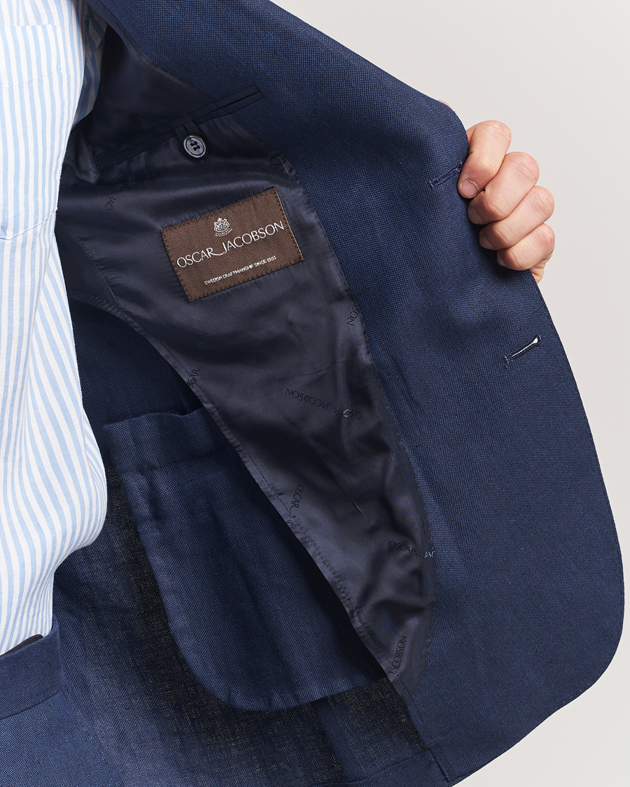 Heren | Blazers | Oscar Jacobson | Ferry Soft Linen Blazer Navy