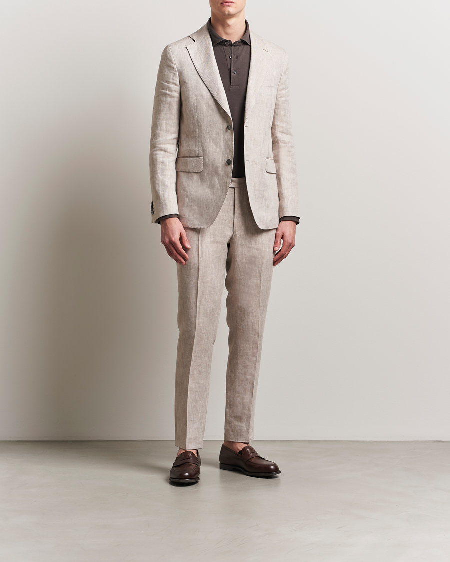 Heren | Blazers | Oscar Jacobson | Ferry Soft Linen Blazer Beige
