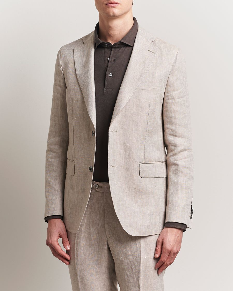 Homme | Blazers | Oscar Jacobson | Ferry Soft Linen Blazer Beige