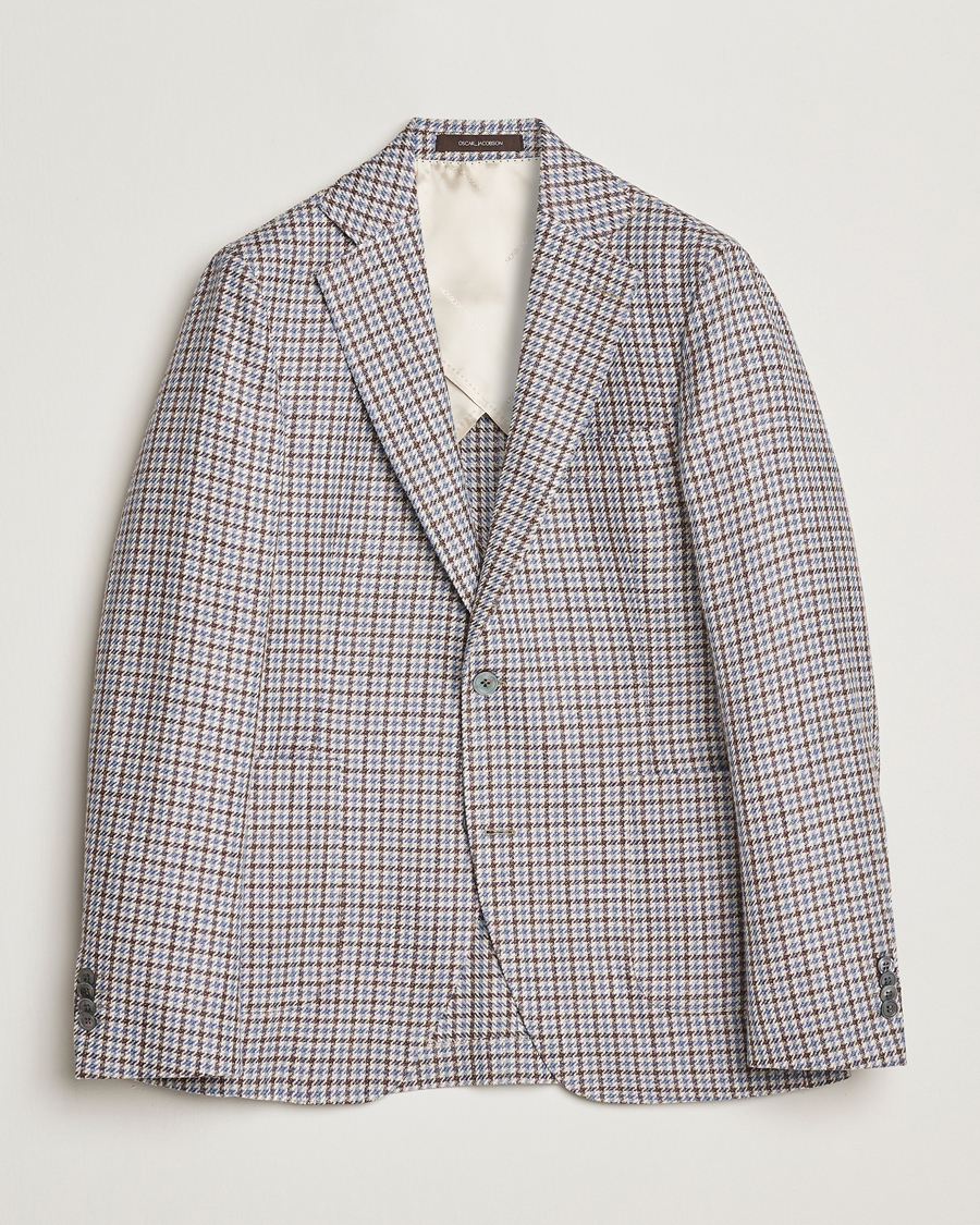 Heren | Blazers | Oscar Jacobson | Ferry Soft Patch Pocket Cotton/Linen Blazer Blue