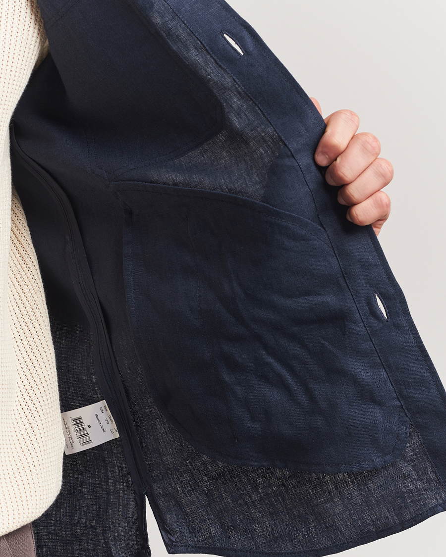 Heren | Overhemden | Oscar Jacobson | Maverick Linen Shirt Jacket Navy
