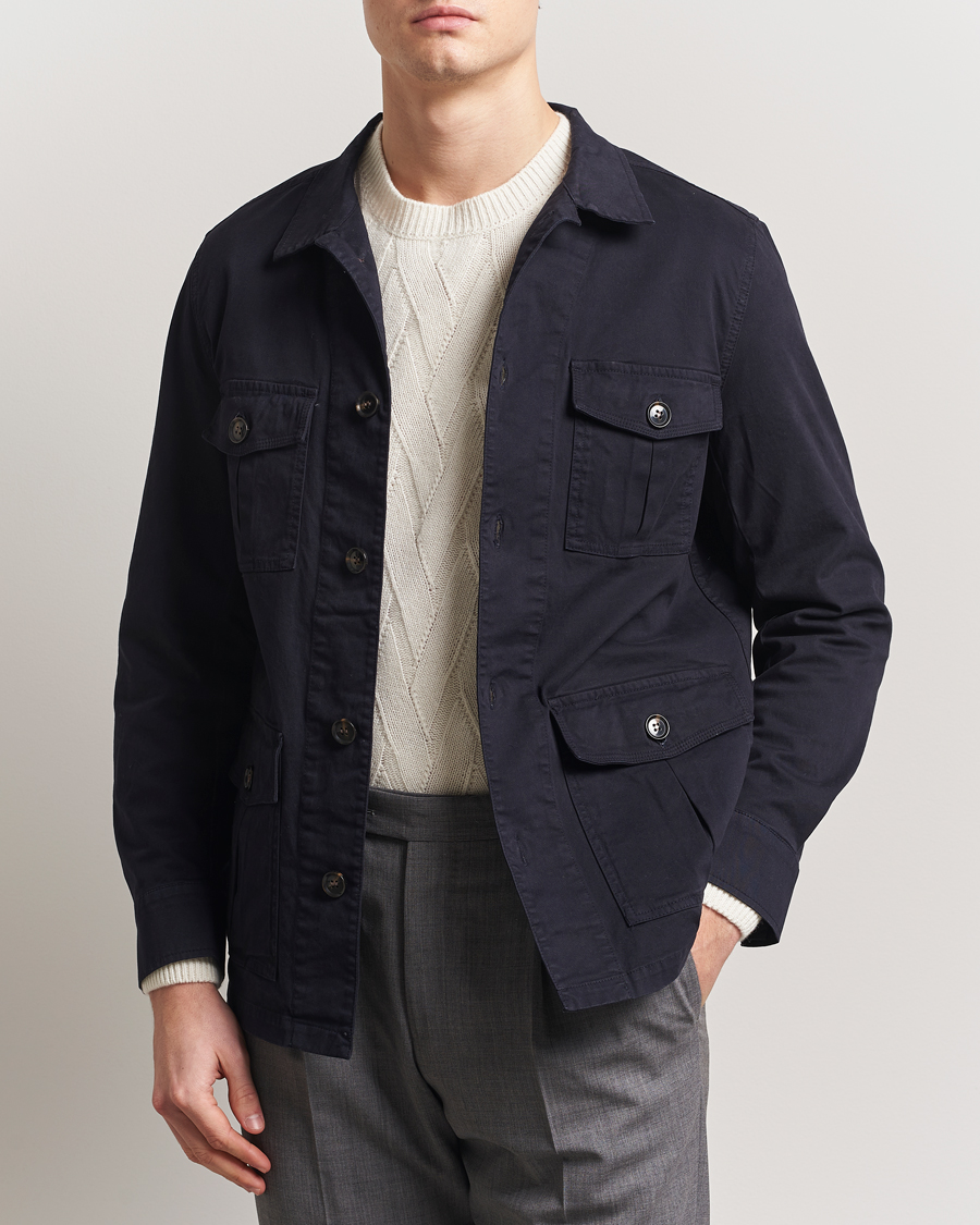 Heren | Overhemden | Oscar Jacobson | Safari Shirt Jacket Navy
