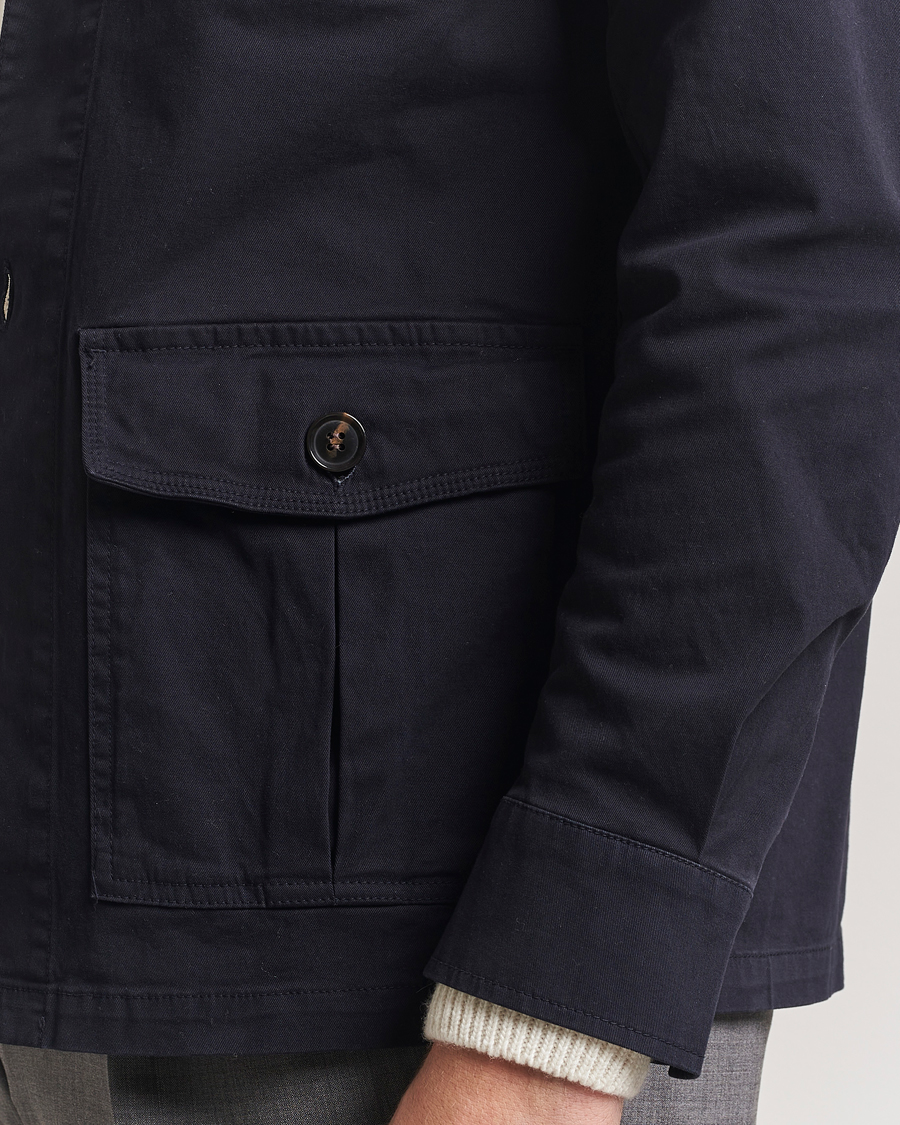 Homme | Chemises | Oscar Jacobson | Safari Cotton Shirt Jacket Navy