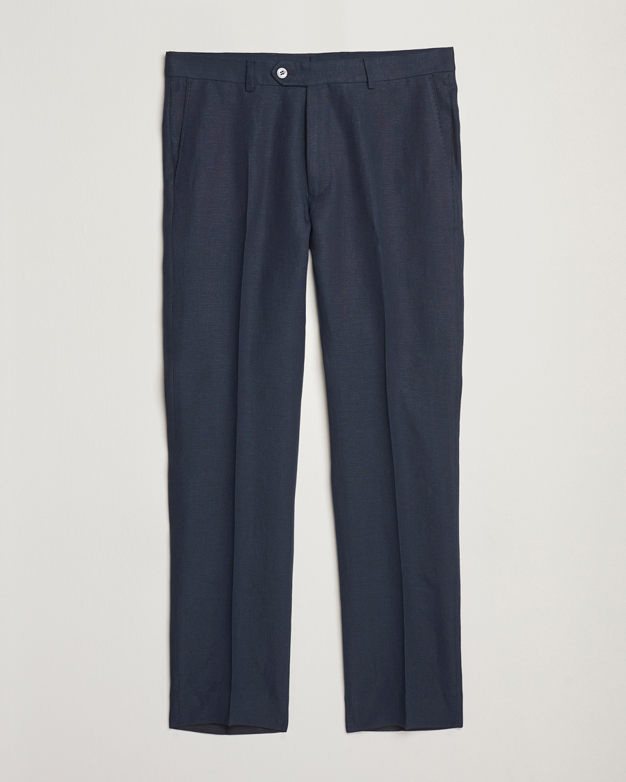 Homme | Pantalons | Oscar Jacobson | Dandy Linen Trousers Navy