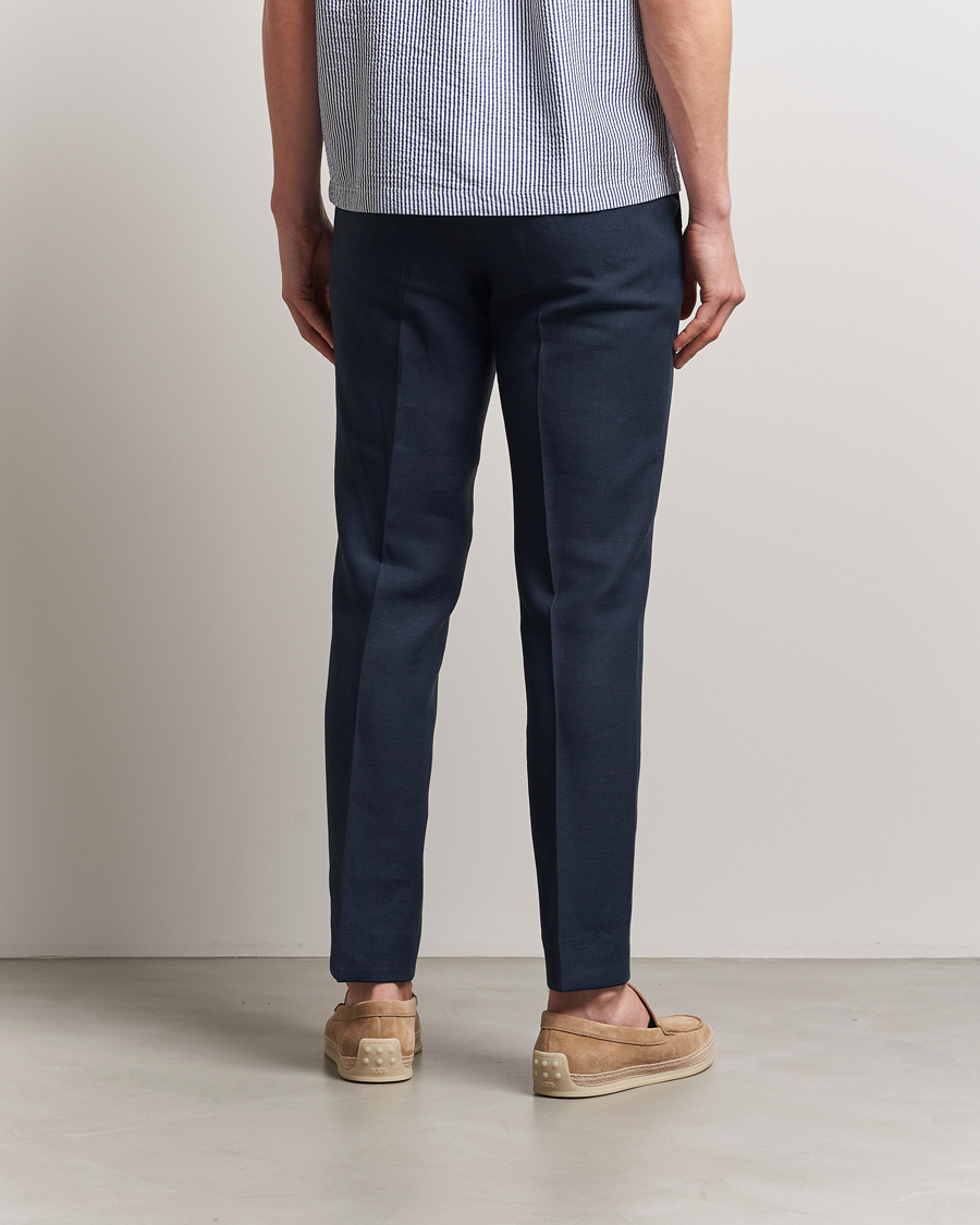 Homme | Pantalons | Oscar Jacobson | Dandy Linen Trousers Navy