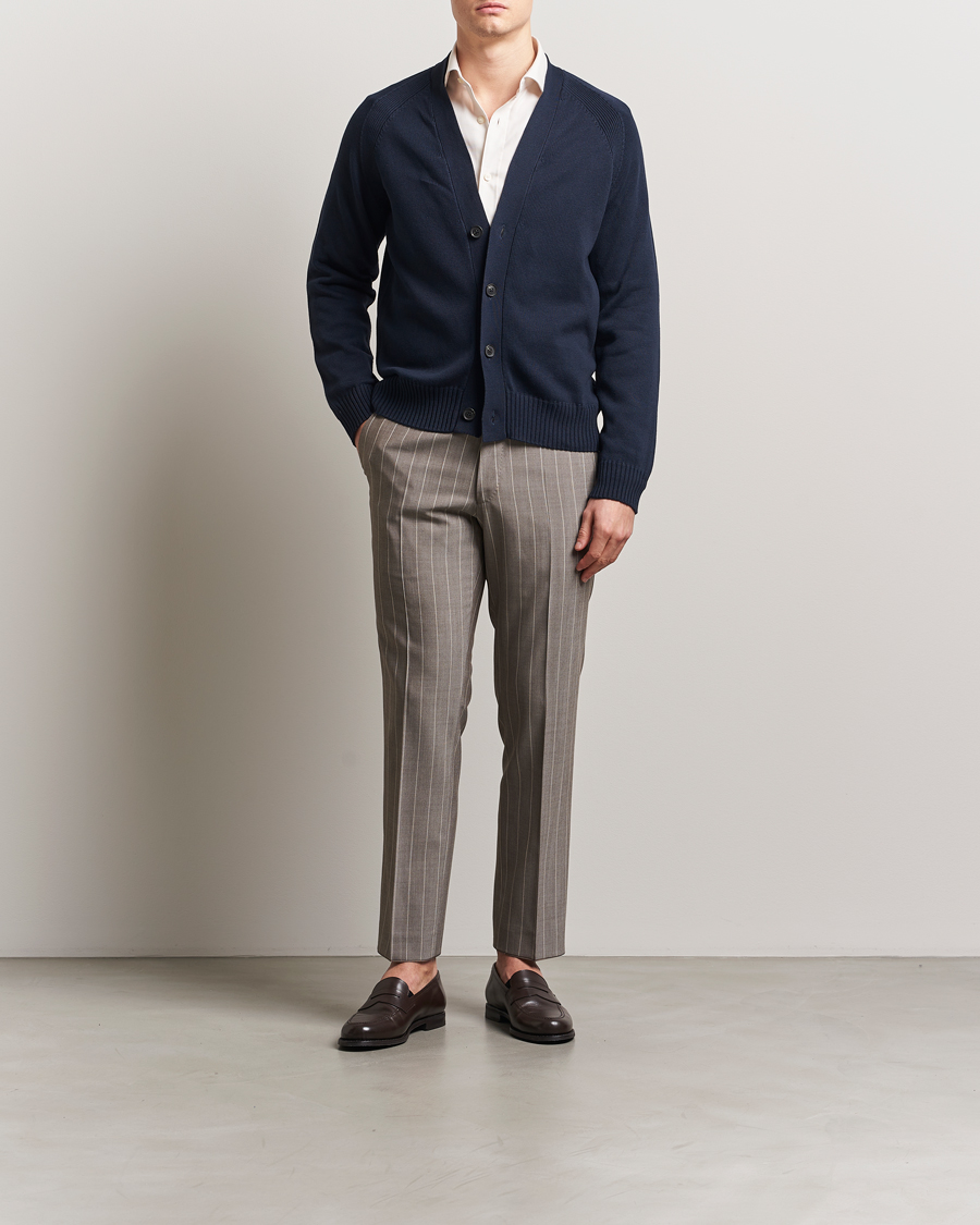 Heren | Truien | Oscar Jacobson | Hover Cotton Cardigan Navy