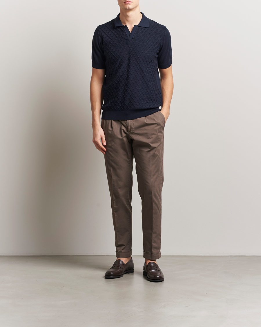 Heren | Polo's | Oscar Jacobson | Mirza Structured Cotton Polo Navy