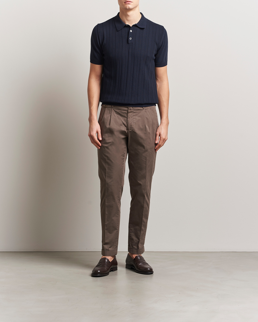 Heren | Polo's | Oscar Jacobson | Barto Structured Cotton Polo Navy
