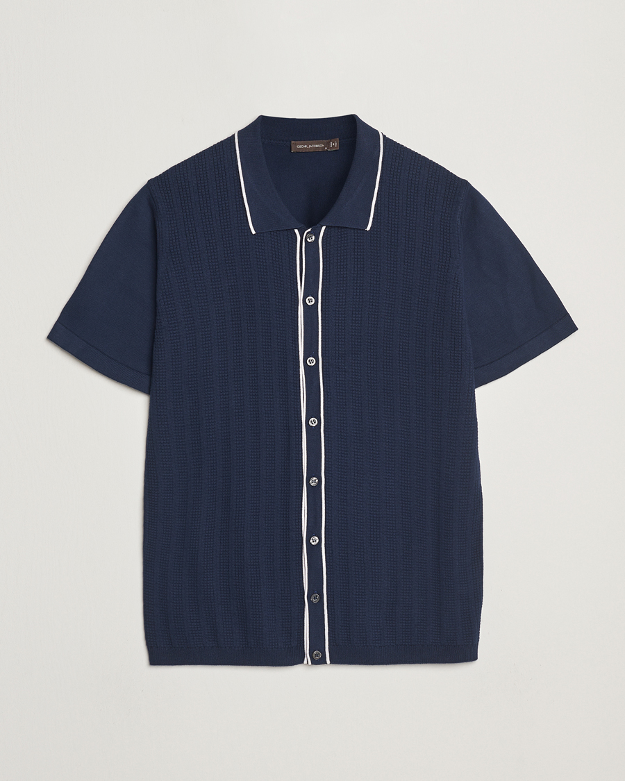 Heren | Polo's | Oscar Jacobson | Barker Knitted Polo Navy
