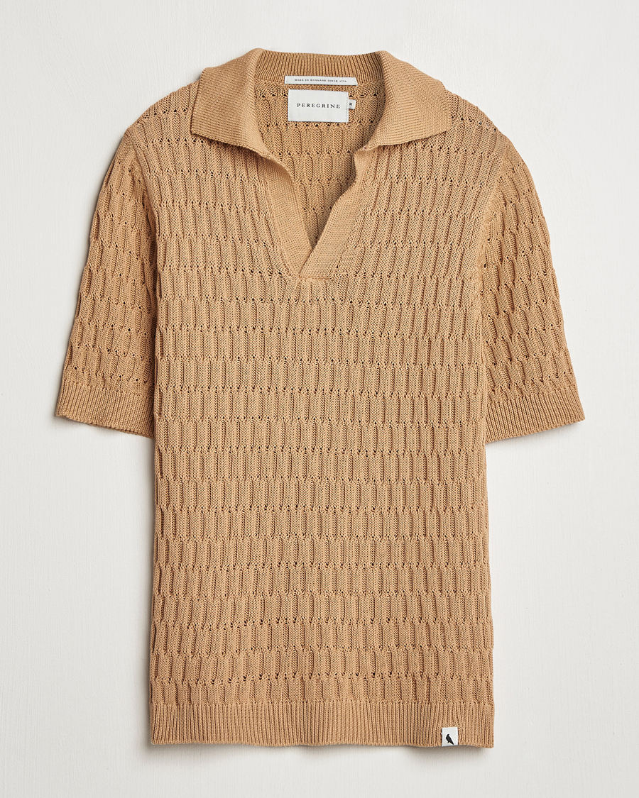Heren | Polo's | Peregrine | Cove Knitted Cotton Polo Shirt Sand