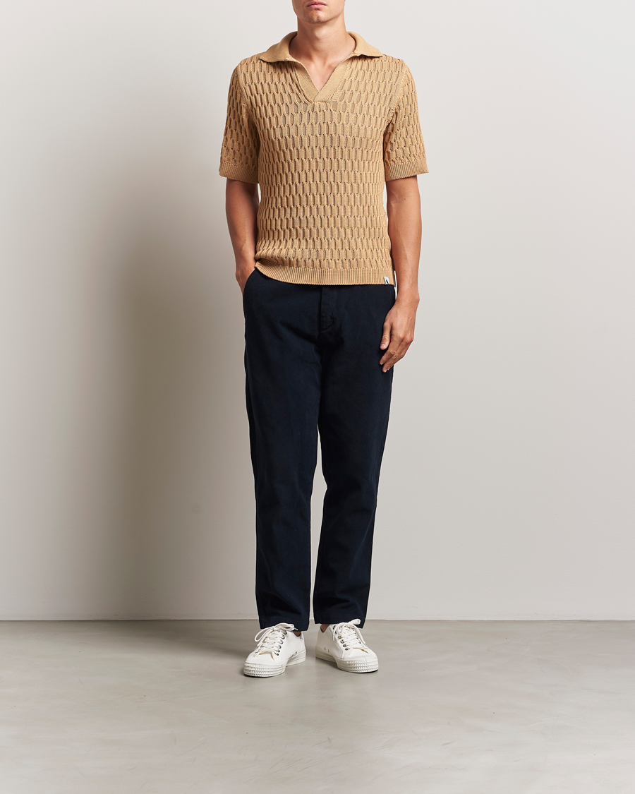Heren | Polo's | Peregrine | Cove Knitted Cotton Polo Shirt Sand