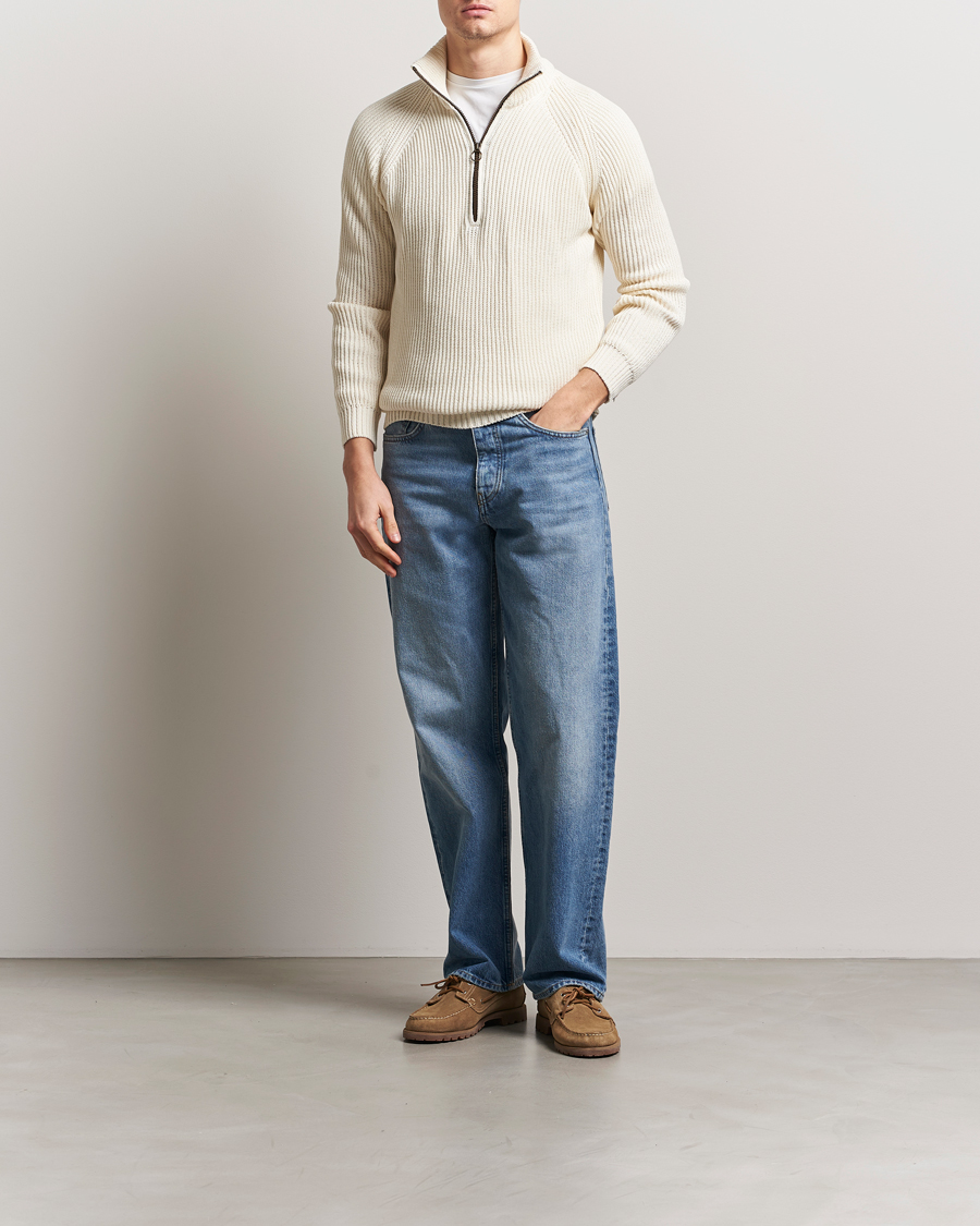 Heren | Truien | Peregrine | Felix Quarter Zip Jumper White